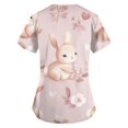thumbnail image 3 of Women's Fashion V-neck Short-sleeved Work Clothes With Pockets Easter Print Top Care Wear, 3 of 3