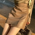 thumbnail image 5 of Women's Pure Colored Short Skirt Skirt Tight Leather Skirt Slit Miniskirt Satin Midi Skirt Light Skirt Striped Bed Skirt Silk Midi Skirt Women's Day & Work Skirts Corduroy Mini Skirt Womens Leather, 5 of 6