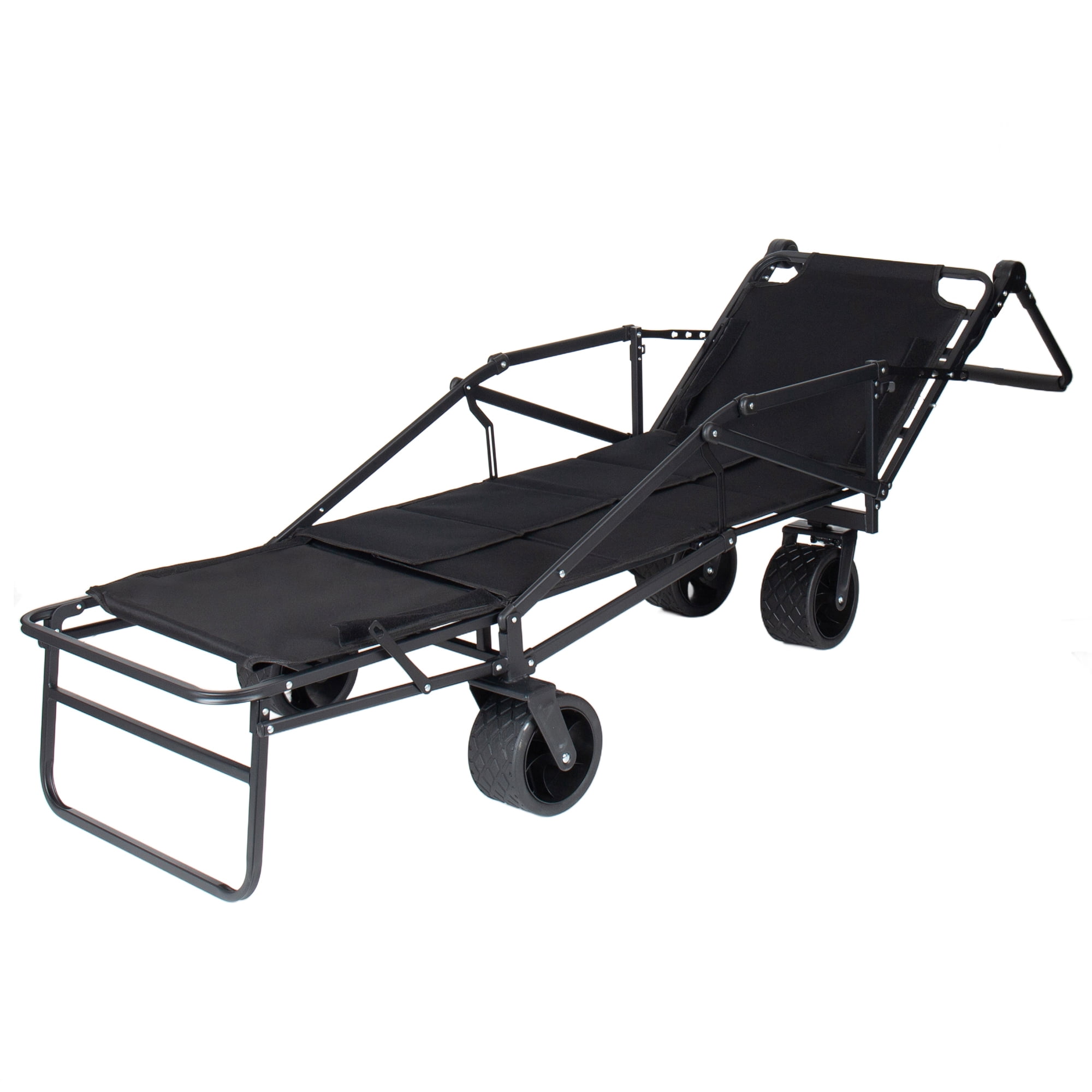 2-in-1 Multifunctional Folding Wagon Cart, Convertible Beach Chair with All-Terrain 360° Swivel Wheels, 650LB Heavy Duty Utility Cart with Brake for Shopping, Beach, Camping, Sports, Garden