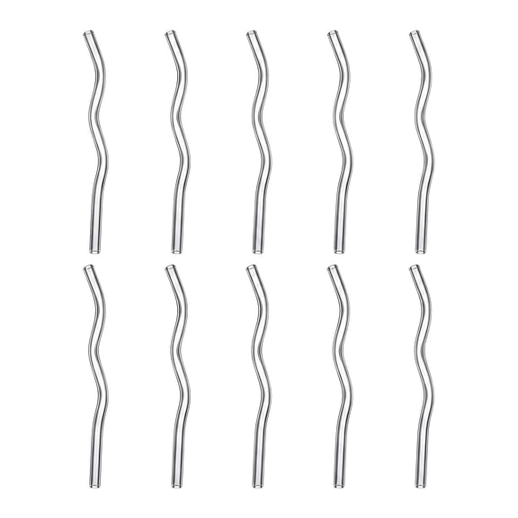 REGALWOVEN 10 Pcs Reusable Straws, Solid Color Glass Material, Long Drinking Straws for 40 oz Tumbler, Dishwasher Safe Straws Transparent