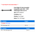 thumbnail image 2 of Front Right CV Axle Assembly - Compatible with 1995 - 1999 Volkswagen Golf 2.8L V6 1996 1997 1998, 2 of 2