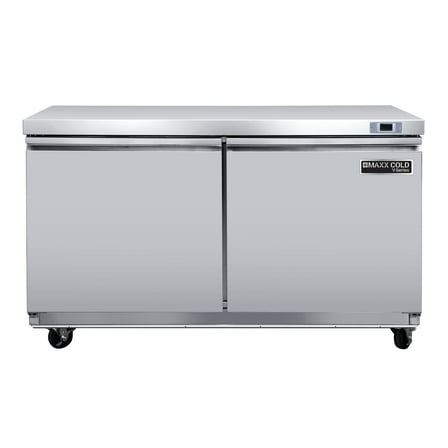 Maxx Cold V-Series 2 Door Undercounter Freezer, 48"W, 14.1 cu ft, in Stainless Steel (MVF48UHC)