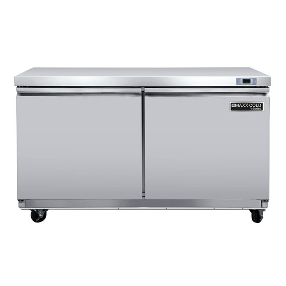 Maxx Cold V-Series 2 Door Undercounter Freezer, 48"W, 14.1 cu ft, in Stainless Steel (MVF48UHC)