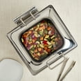 thumbnail image 6 of Celebrations by Denmark Tools for Cooks 5 Piece 6.3-Quart Stainless Steel Square Chafing Dish Set Soft Close Lid with Glass Window for Catering Serving, 6 of 9