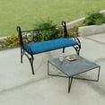 thumbnail image 2 of Jordan Manufacturing 48" x 18" Harlow Lapis Blue Crosshatch Rectangular Outdoor Settee Swing Bench Cushion with Ties, 2 of 12