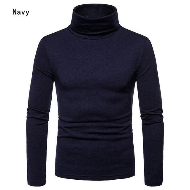 Chandail à Manches Longues pour Homme, Col Roulé Montant, Extensible, Ajusté, Basique