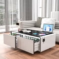 thumbnail image 2 of Modern Smart Coffee Table with Built-in Fridge, Bluetooth Speaker, Wireless Charging Module, Touch Control Panel, Power Socket, USB Interface, Outlet Protection, Atmosphere light, and More, 2 of 10