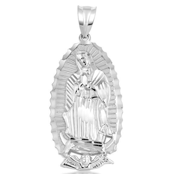 .925 Sterling Silver Our Lady of Guadalupe Virgin Mary Necklace (Small) (Pendant Only)
