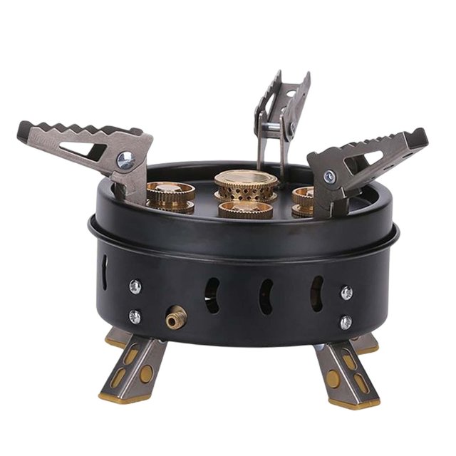 Quemador portátil ligero con bolsa de almacenamiento Utensilios de cocina Estufa de gas plegable para acampar para mochileros, al aire libre, DYNWAVEMX Estufa de gas de campamento