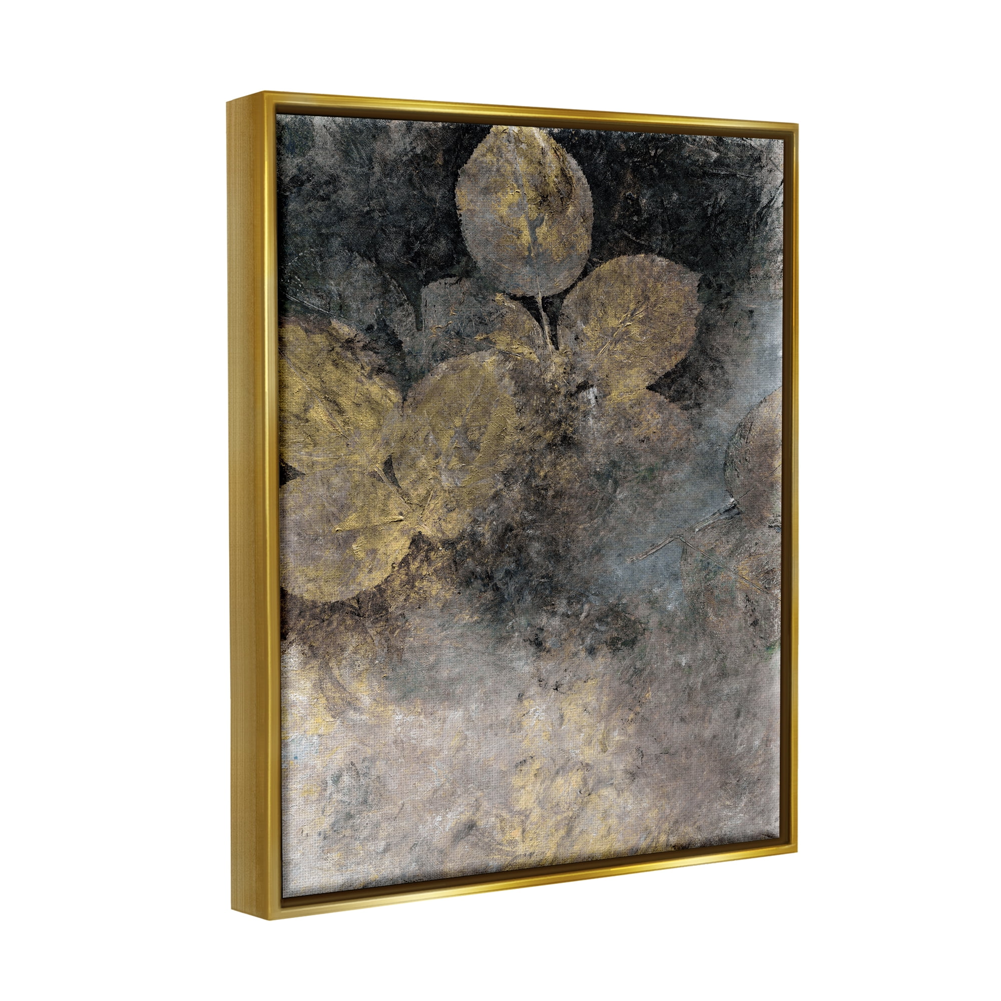 Stupell Industries Abstract Forest Leaves Abstract Painting Gold Floater Framed Canvas Art Print Wall Art, 17 x 21