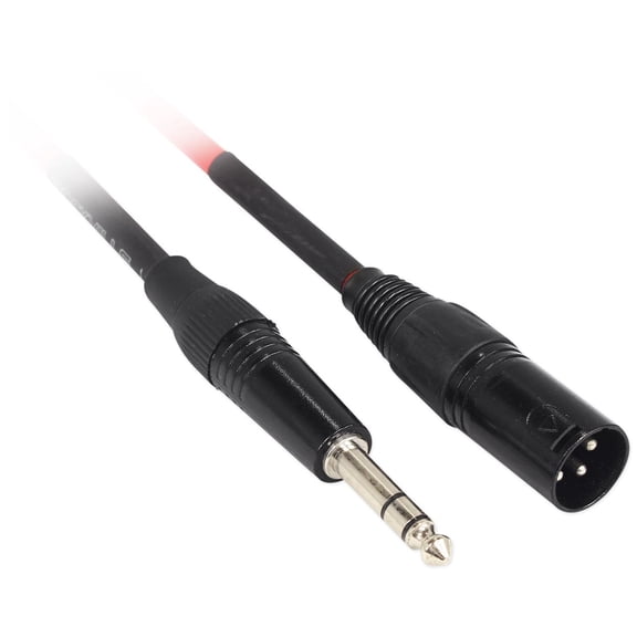 Rockville RCXMB30R 30' Male REAN XLR to 1/4'' TRS Cable Red 100% Copper