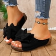 thumbnail image 2 of Slides for Women Suede Bowknot Open Toe Orthopedic Sandals Antislip Platform Summer Slip on Slippers Dress Beach Shoes Black Size 9.5, 2 of 9