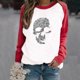 thumbnail image 3 of Sudadera con capucha de manga larga informal suelta con estampado de costura y cuello redondo para mujer Pompotops gfhjh8956, 3 of 4