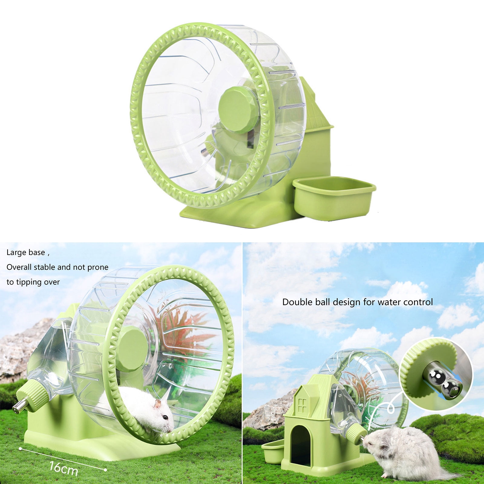 Acahhotxx Silents Hamster Wheel, Silents Hamster Wheel Multifunctional Hamster Wheel Quite Running Spinner Wheel with Water and Food Solution - Light