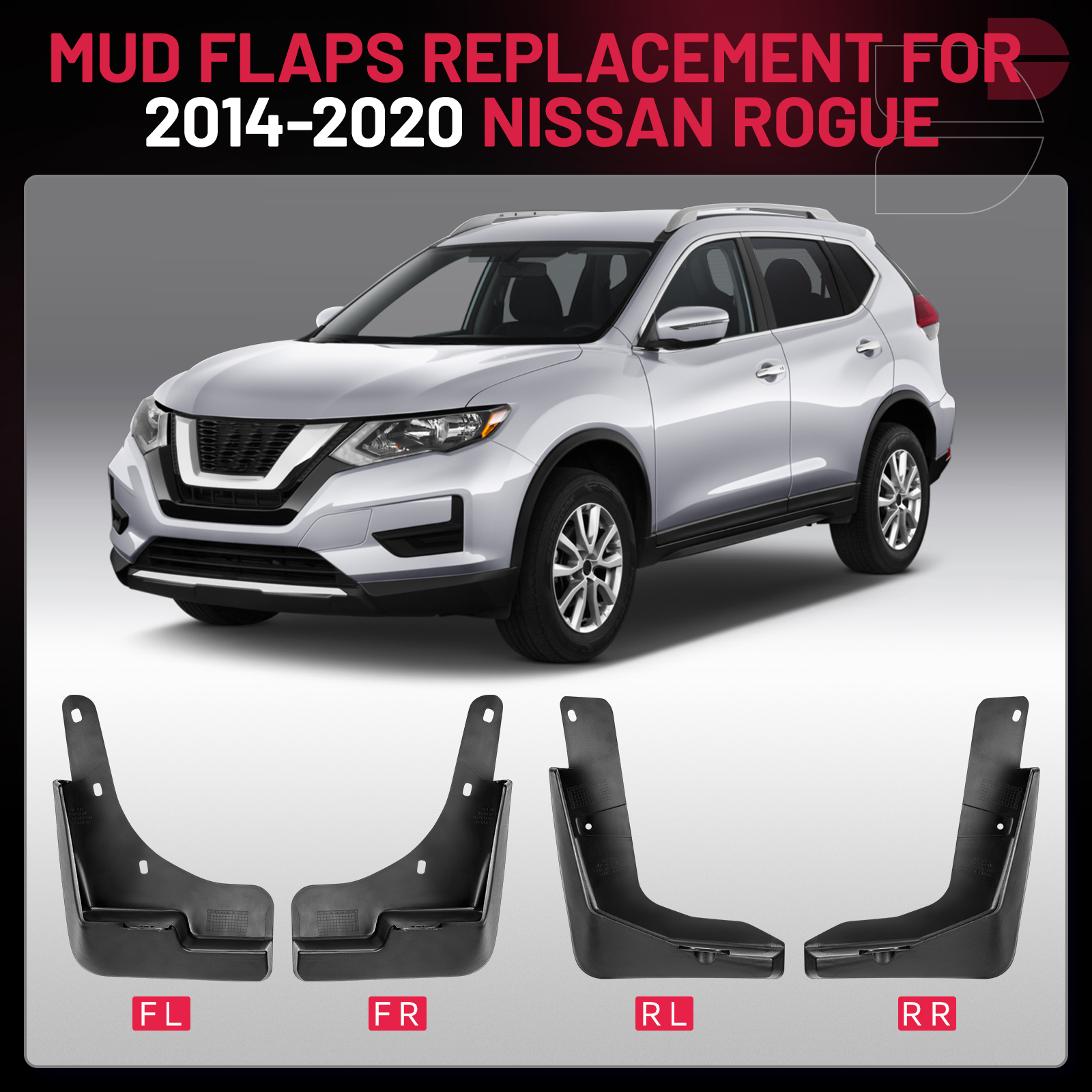 SPEEDWOW Mud Flaps Splash Guards Mudguards Mudflaps Compatible with Nissan Rogue 2014-2020, 4PCS Front & Rear Side