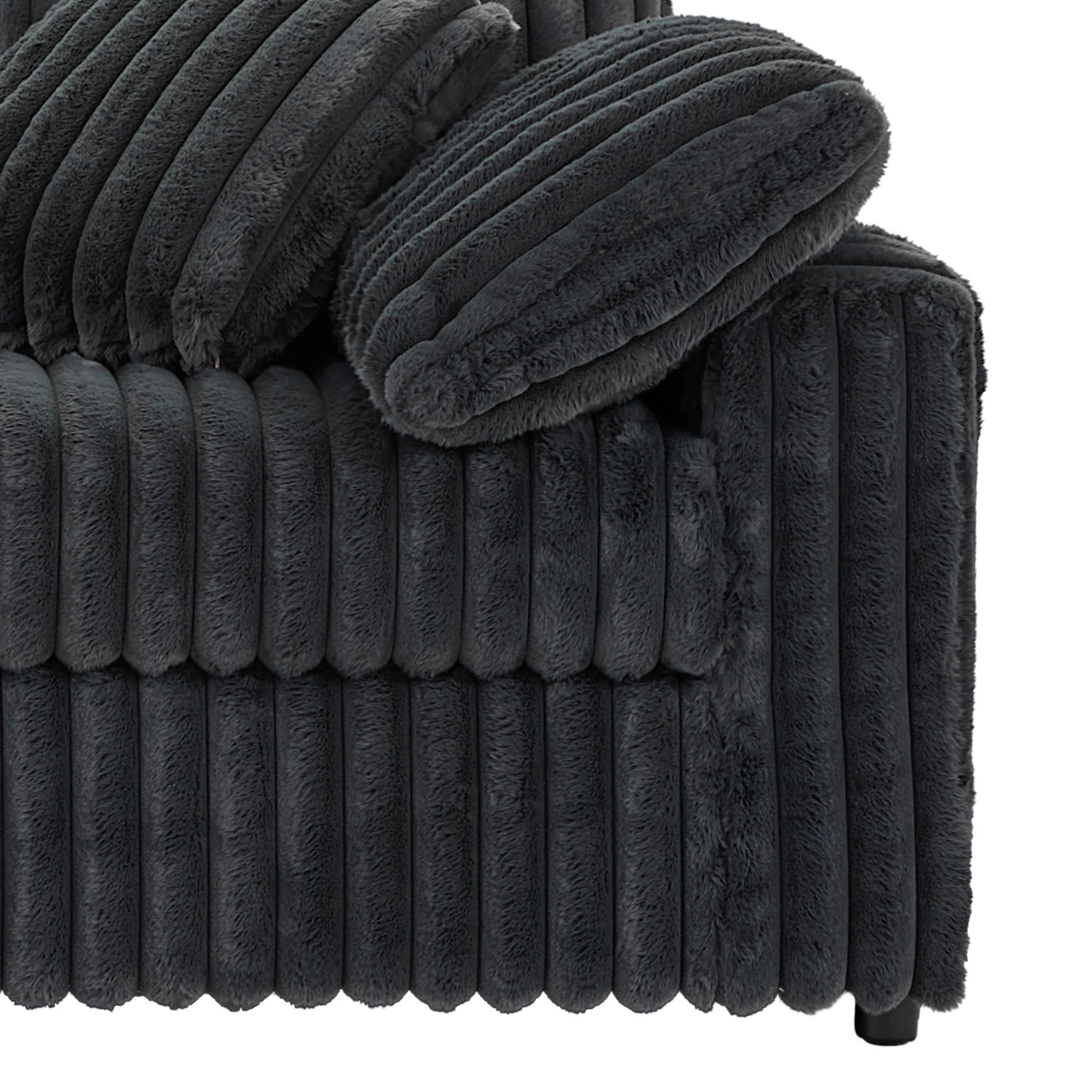 Roundhill Furniture Belvoir 2-PC Living Room Set, L-shape Sectional and Accent Ottoman, Charcoal