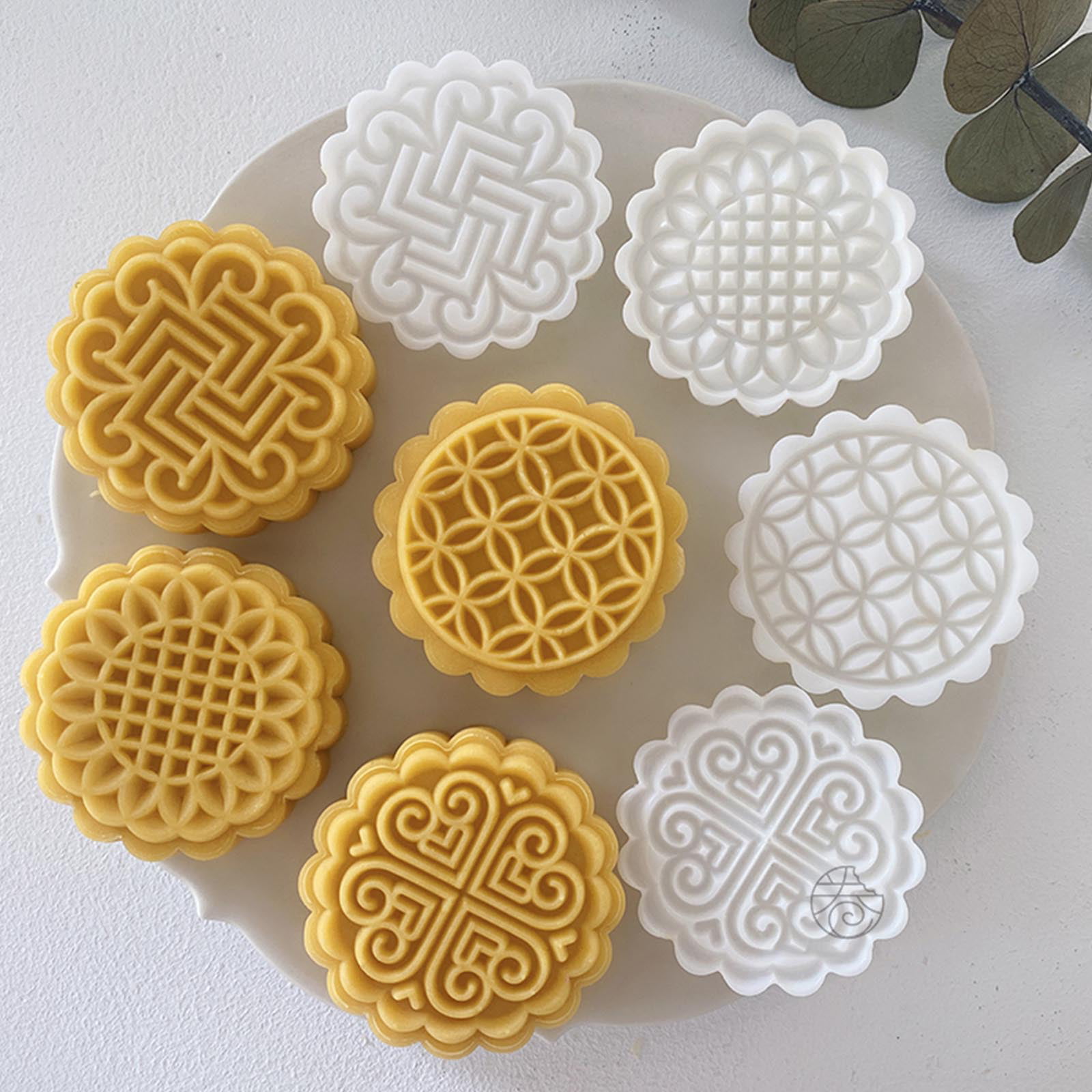 Mooncake mold with 1 stamp, moon cake puff pastry press mold，mooncake mold  set hand pressed biscuit dessert DIY（1*Rabbit）