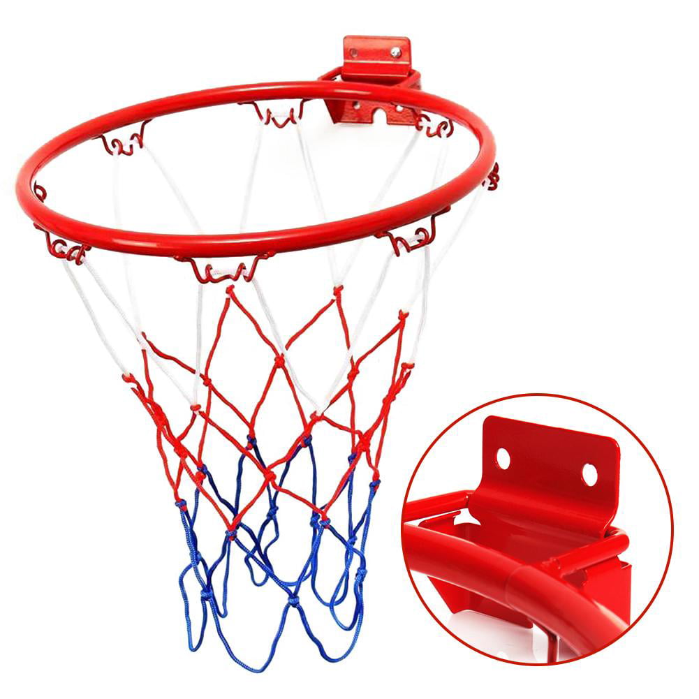 Hanging Basketball Wall Mounted Goal Hoop Rim with Net Screw for Outdoors Indoor Basketball Hoop for Kids 