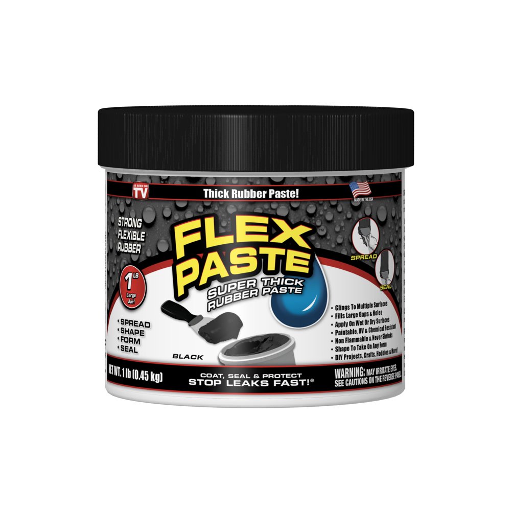 Flex Paste, Super Thick Rubber Spreadable Paste, Black 1lb Tub
