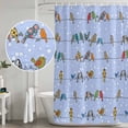 thumbnail image 4 of Shower Curtain Bathroom Set Birds Sparrows on Cables Waterproof Fabric Shower Curtains with Grommets&Hooks, White Snow Points Privacy Bath Curtain for Bathtub 72x72in, 4 of 9