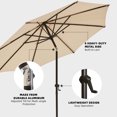 thumbnail image 3 of wikiwiki 10 FT Patio Umbrellas Outdoor Table Market Umbrella with Push Button Tilt/Crank, Fade Resistant Waterproof POLYESTER DTY Canopy for Garden, Lawn, Deck, Backyard & Pool, Beige, 3 of 5