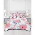 thumbnail image 2 of Twin XL Quilt Bedding Set, Pink Watercolor Floral Reversible Summer Quilt 3 Pieces, Spring Flower Abstract Art Lightweight Bedspreads Coverlets with 2 Pillow Shams for All Seasons, 2 of 5