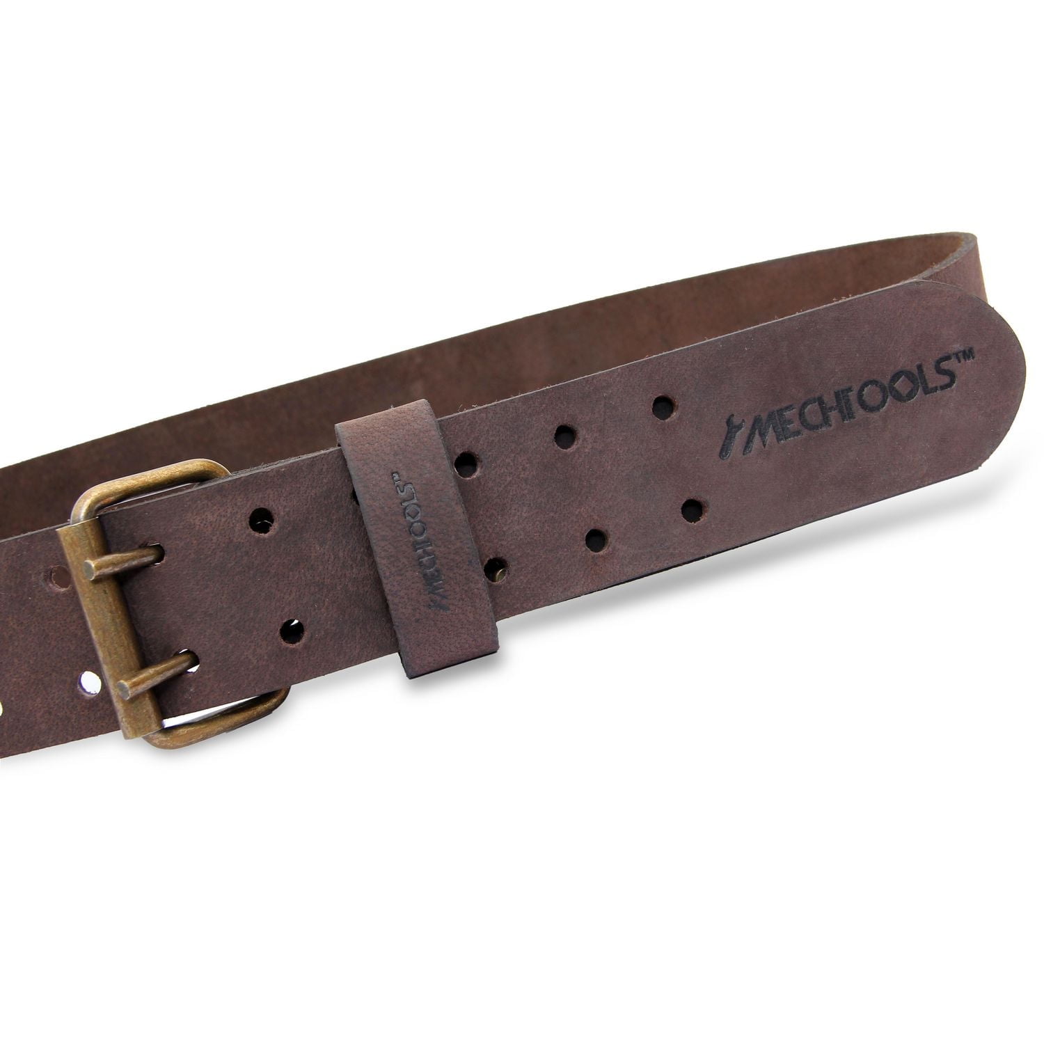 MECHTOOLS 2" OIL TANNED LEATHER TOOL BELT WITH DOUBLE BUCKLE (DARK BROWN) FITS 29" - 45"