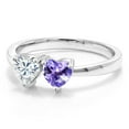 thumbnail image 2 of Gem Stone King 925 Sterling Silver Blue Tanzanite Ring Set with Moissanite (0.92 Cttw) (Size 5), 2 of 6