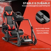Supllueer Stable Racing Simulator Cockpit Adjustable With Gaming Red Seat Fits Logitech G920 G923 Thrustmaster Fanatec.Excluding electronic devices