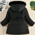 thumbnail image 4 of Krdevn Girls Long Coat Winter Warm Thickened Downlike Jacket with Hood Windproof Outerwear for Toddler Kids,5-6 Years, 4 of 8