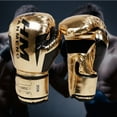 thumbnail image 4 of Muay Thai Competition Gloves Pu Leather Sponge Boxing Gloves Sport Supplies (6OZ Gold), 4 of 10
