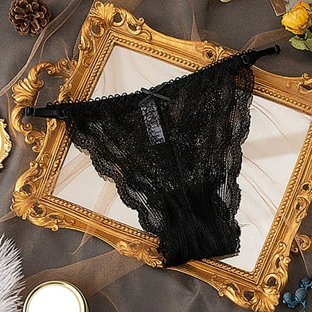 

Cathalem Lingerie Womens Silk Women Crotch Panties Floral Lace Midnight Briefs Strappy Bow Tie Postpartum Corset Thong Underwear Black Large