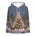 thumbnail image 4 of Zynoxe Women's Ugly Christmas Sweatshirt Drawstring Pullover Hoodies for Women Warm Fleece Long Sleeve Sweatshirt Fashionable Printed Sweatshirts with Kangaroo Pocket M, 4 of 5