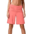 thumbnail image 3 of Coral Shorts Women Summer Yoga Shorts Pull On Athletic Shorts Knee Length Lightweight Solid High Waisted Stretch Long Shorts Walking Casual Running Shorts, 3 of 6