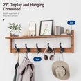thumbnail image 2 of 29'' Coat Rack Wall Mount with Shelf, Wood Wall Hooks with Storage, Entryway Shelf with 5 Hangers for Bathroom, Living Room, Bedroom, Rustic Brown, 2 of 6