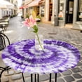 thumbnail image 4 of Purple Ombre Fitted Tablecloth with Elastic Edged, Round Table Cloth for Dining Table, Modern Abstract Tie Dye Painting Art Waterproof Oil Proof Table Cover for Indoor Outdoor 55"-60", 4 of 8