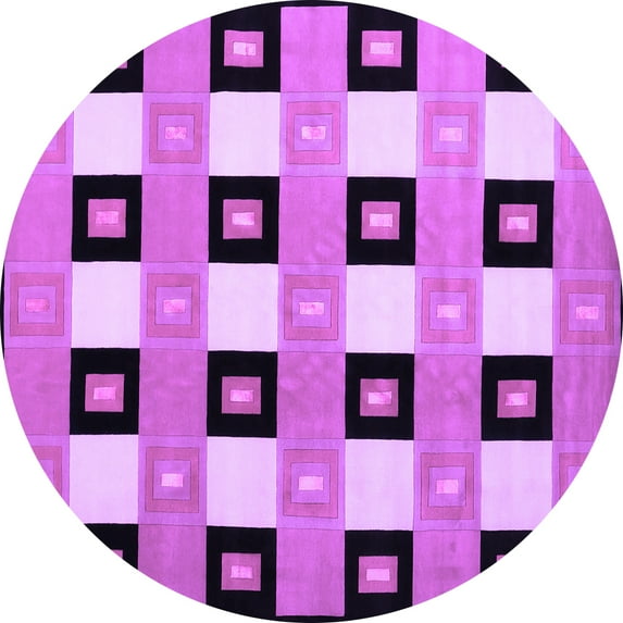 Ahgly Company Indoor Round Checkered Purple Modern Area Rugs, 5' Round