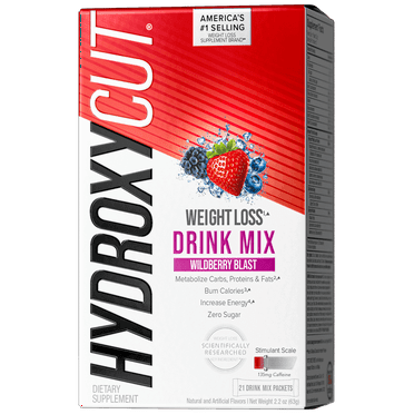 Hydroxycut Original Weight Loss Powder Drink Mix Packets, Burn Calories, Increase Energy, Wildberry Blast, 21 Count