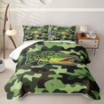 thumbnail image 2 of Feelyou Cartoon Spotted Bass Fish Twin Quilt Set for Men, Green Farmhouse Camouflage Twin Coverlet Set, 2-Piece, 2 of 7
