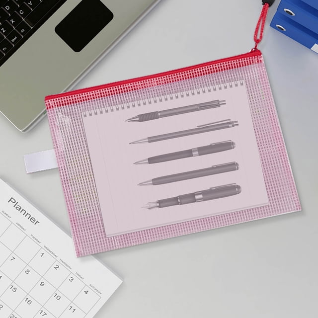weibbin A3 Mesh Zipper File Bag Stationery Pen Bag Office Transparent Data Bag Bill Storage Bag