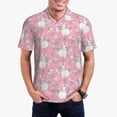 thumbnail image 3 of Balery Rabbit And Flower Printed Men’s Short Sleeve Polo Shirt, Midweight Men's Shirt,Golf Polo shirts -, 3 of 9