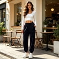 thumbnail image 2 of Resicozy Sweatpants for Women Trendy Drawstring Bottom Lounge Pant Lightweight Baggy Joggers with Pocket Black XL, 2 of 4
