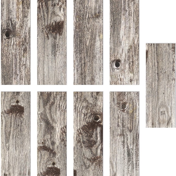 Pretyzoom 9Pcs Decorative Peel and Stick Wall Tile Stickers Wood Grain Pattern for Home