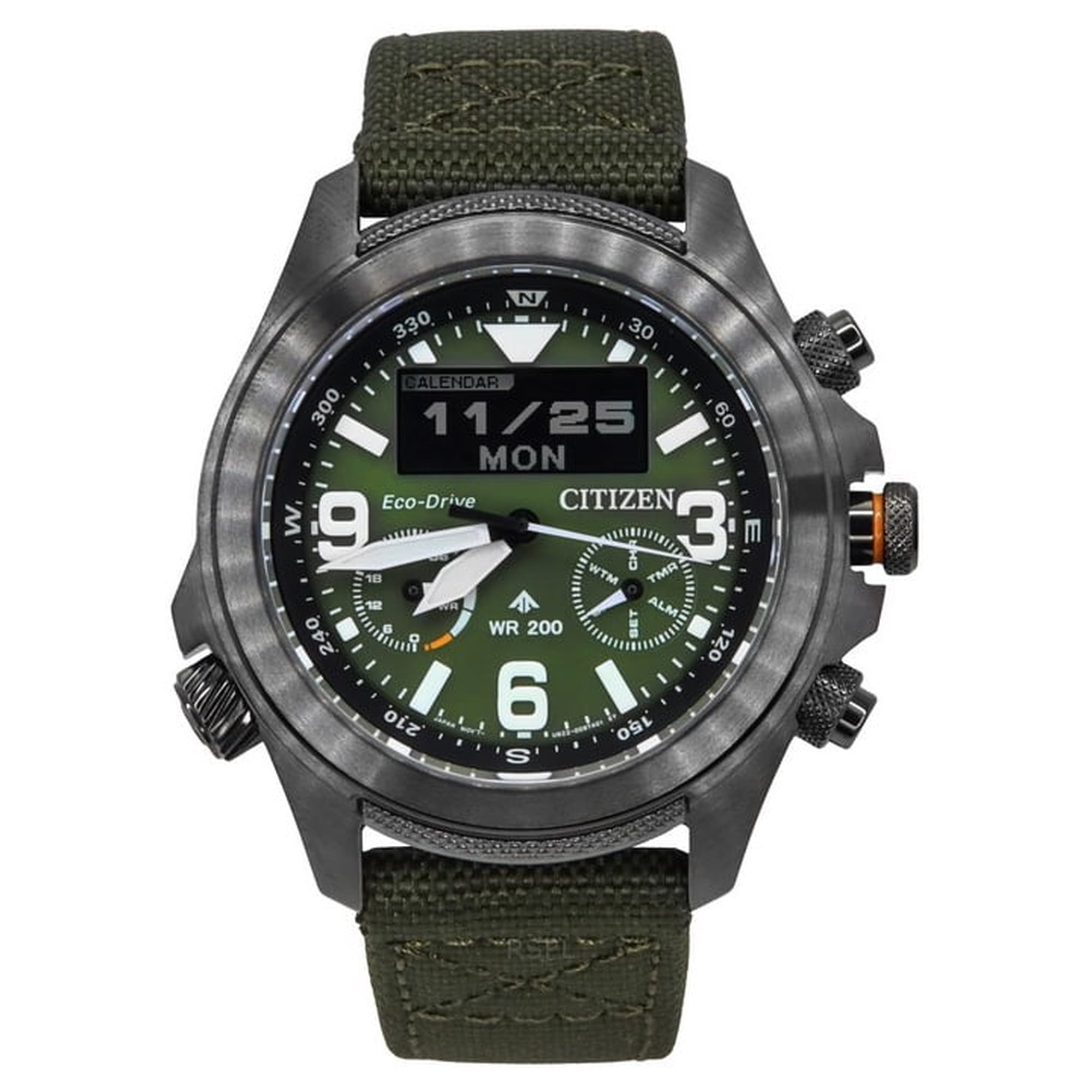 Citizen Promaster Land 35th Anniversary Chronograph Green Dial Eco-Drive JV1005-02W 200M Men's Watch