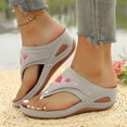thumbnail image 2 of Pandaie Orthopedic Sandals for Women 2026 Summer Slip on Beach Flip Flops Arch Support Flower Dressy Wedge Casual Boho Slippers Grey Size 6.5, 2 of 6