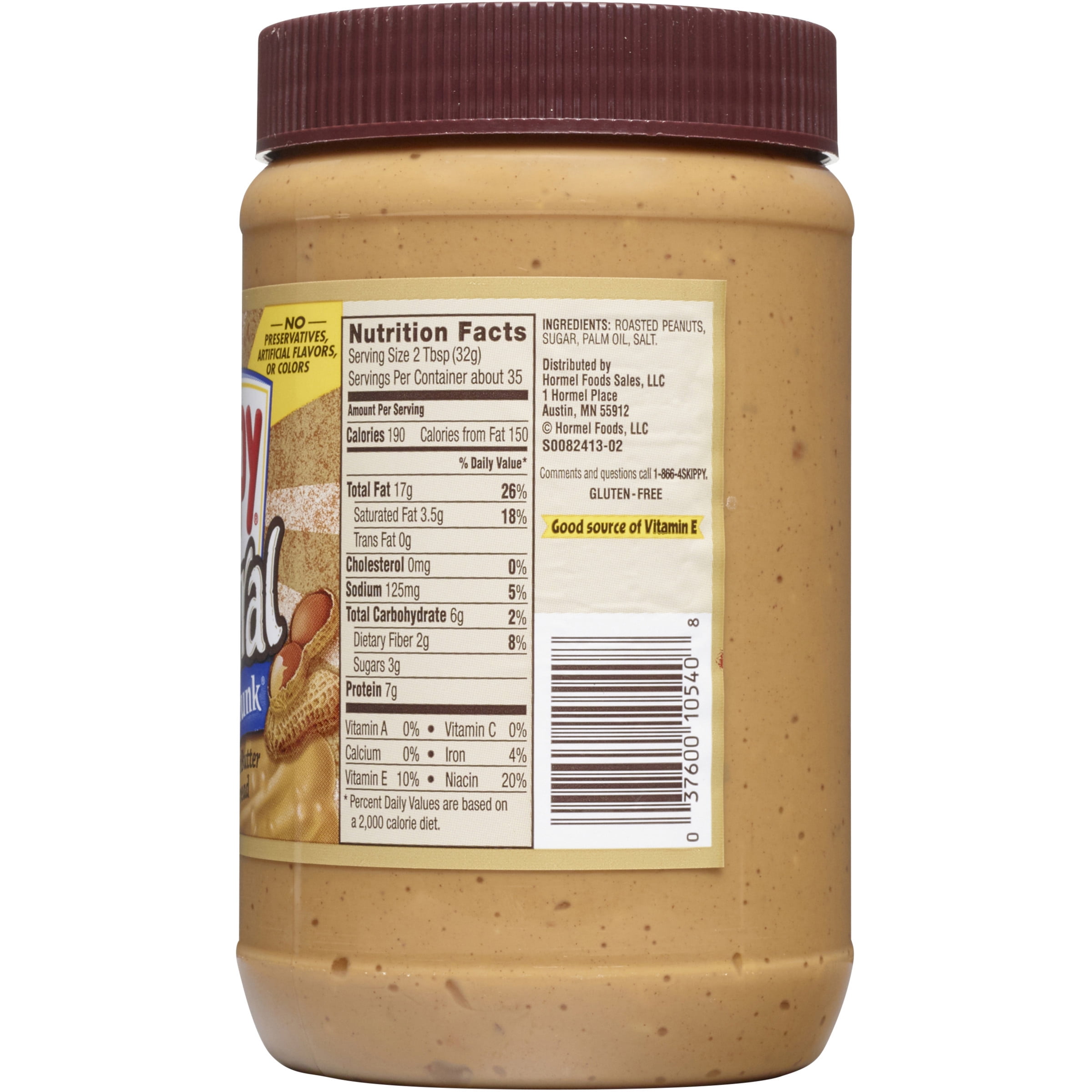 (8 pack) SKIPPY SUPER CHUNK Natural Peanut Butter Spread 40 oz