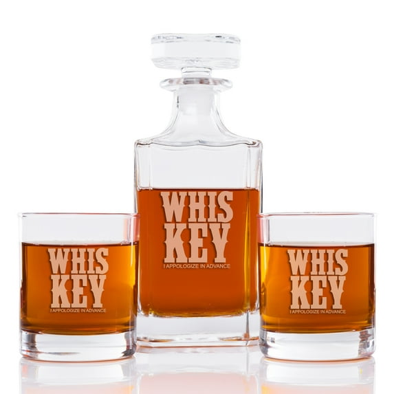 Whiskey I Apologize In Advance 26 oz. Classic Square Decanter and Rocks Glasses (Set of 3)