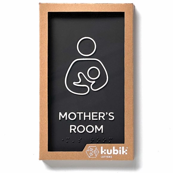 Kubik Letters Mothers Room Sign, ADA Compliant Modern Design Door Sign with Grade 2 Braille for Nursery Lactation Room with 3M Double Sided Tape