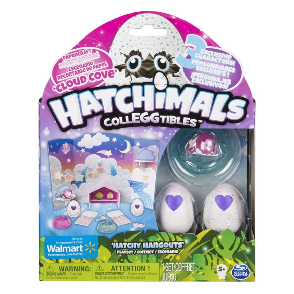 Hatchimals CollEGGtibles - Cloud Cove Hatchy Hangouts Papercraft Playset with 3 Exclusive Characters, for Ages 5 and Up