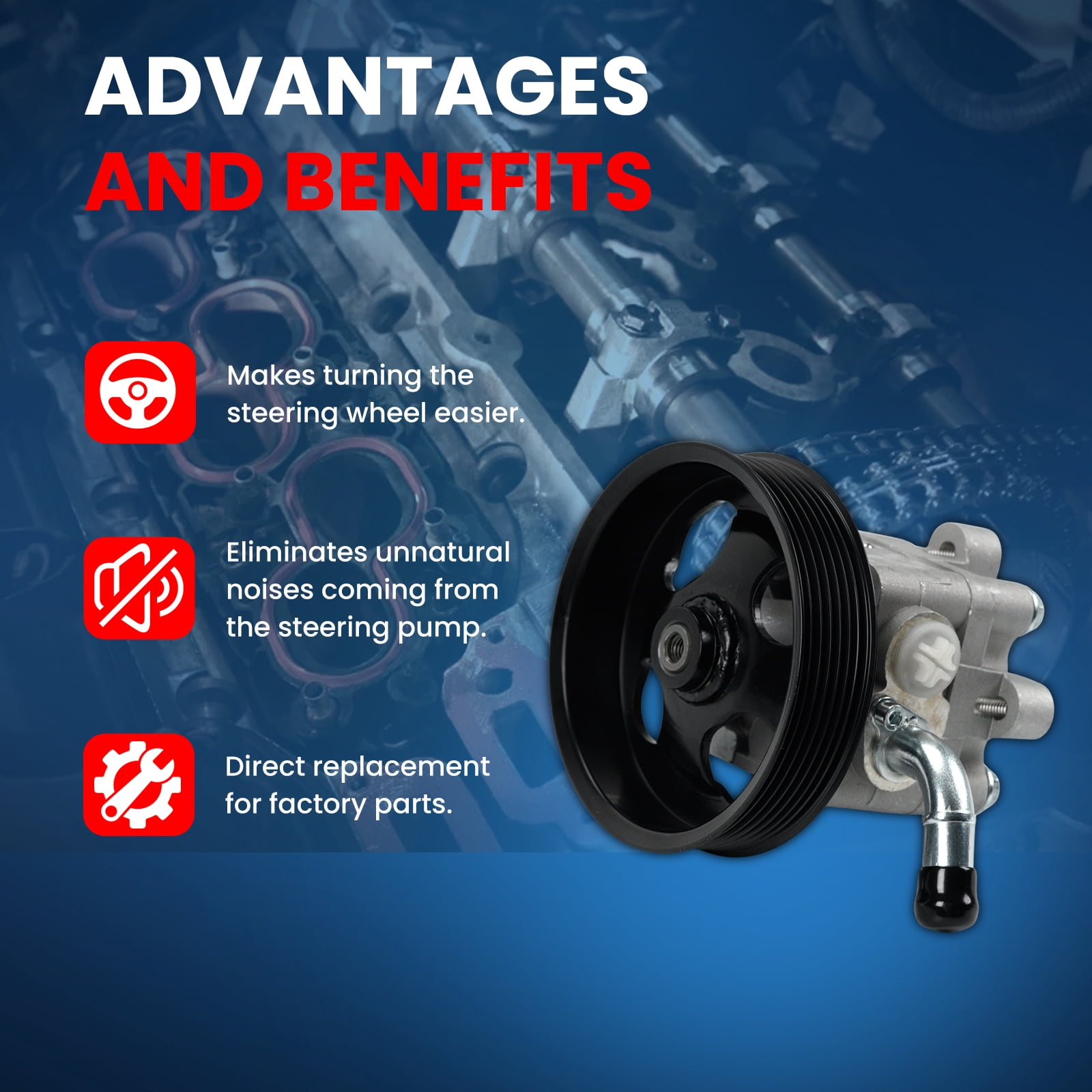 MOCA AUTOPARTS Power Steering Pump with Pulley Fit for Nissan 2007-2012 Altima 3.5L & 2009-2014 Maxima 3.5L & 2011-2014 Murano 3.5L